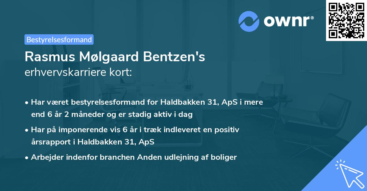 Rasmus Mølgaard Bentzen's erhvervskarriere kort