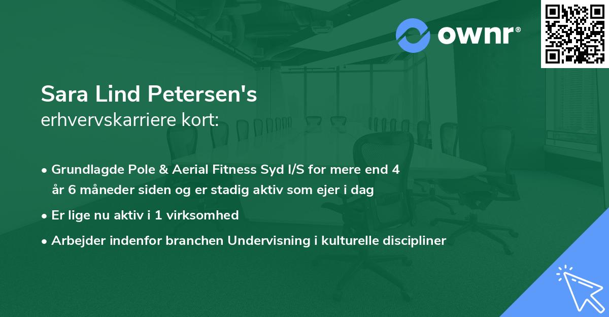 Sara Lind Petersen's erhvervskarriere kort