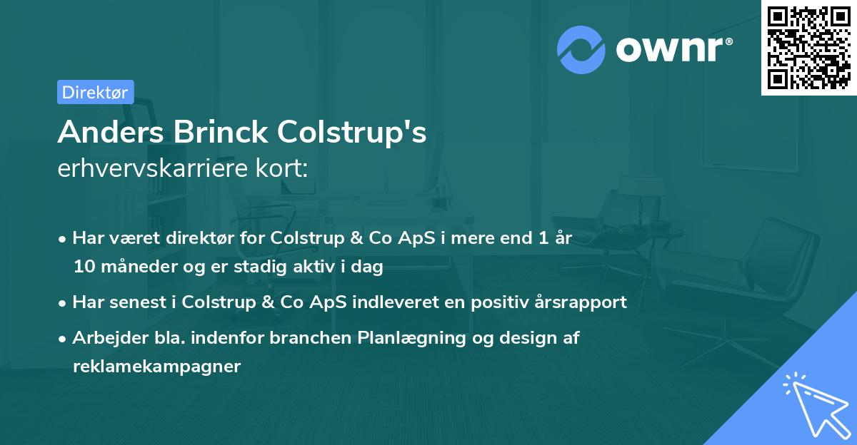 Anders Brinck Colstrup's erhvervskarriere kort