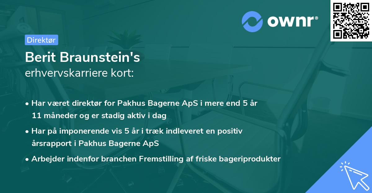 Berit Braunstein's erhvervskarriere kort