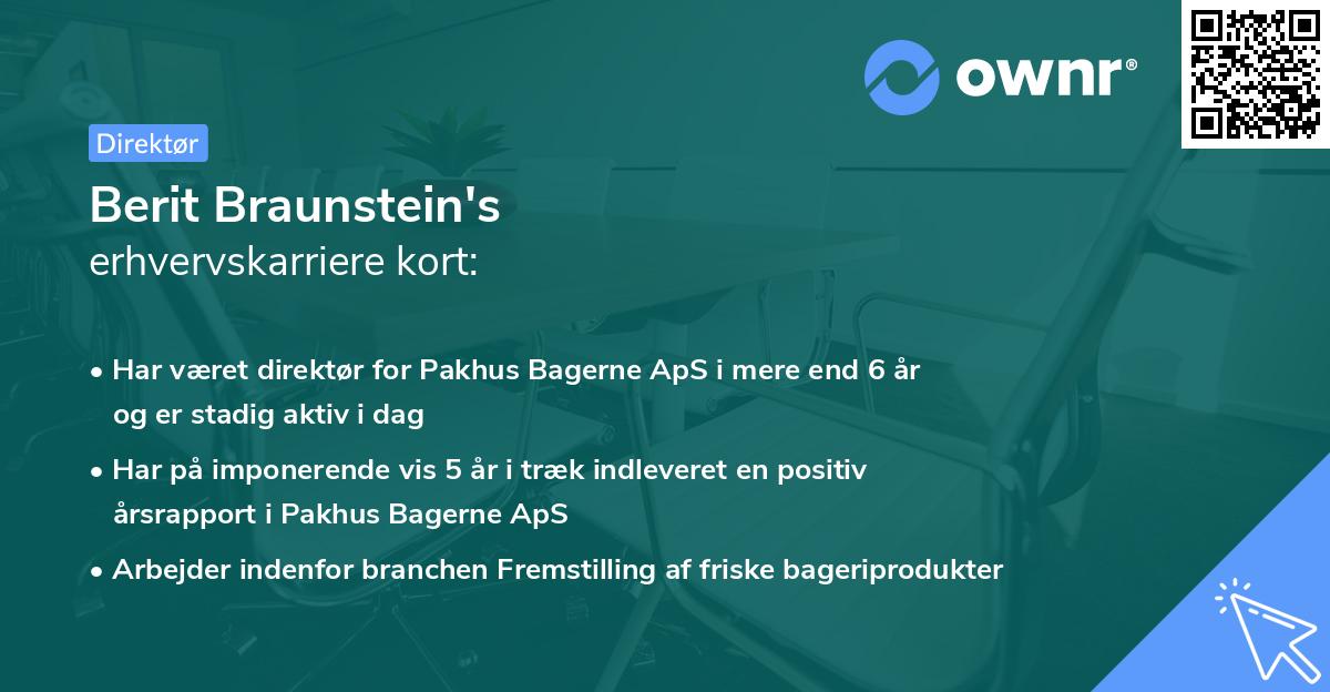 Berit Braunstein's erhvervskarriere kort