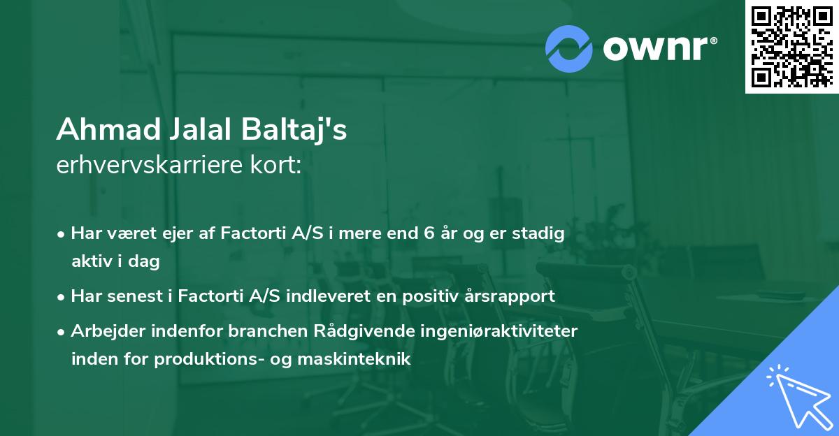 Ahmad Jalal Baltaj's erhvervskarriere kort