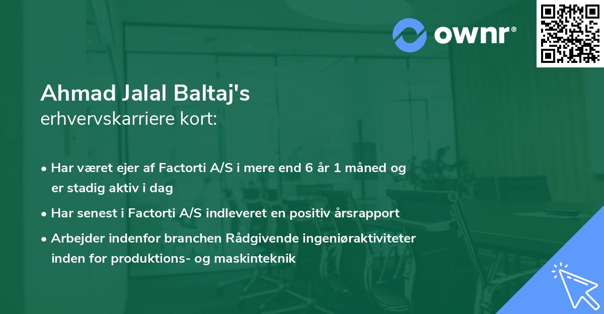 Ahmad Jalal Baltaj's erhvervskarriere kort