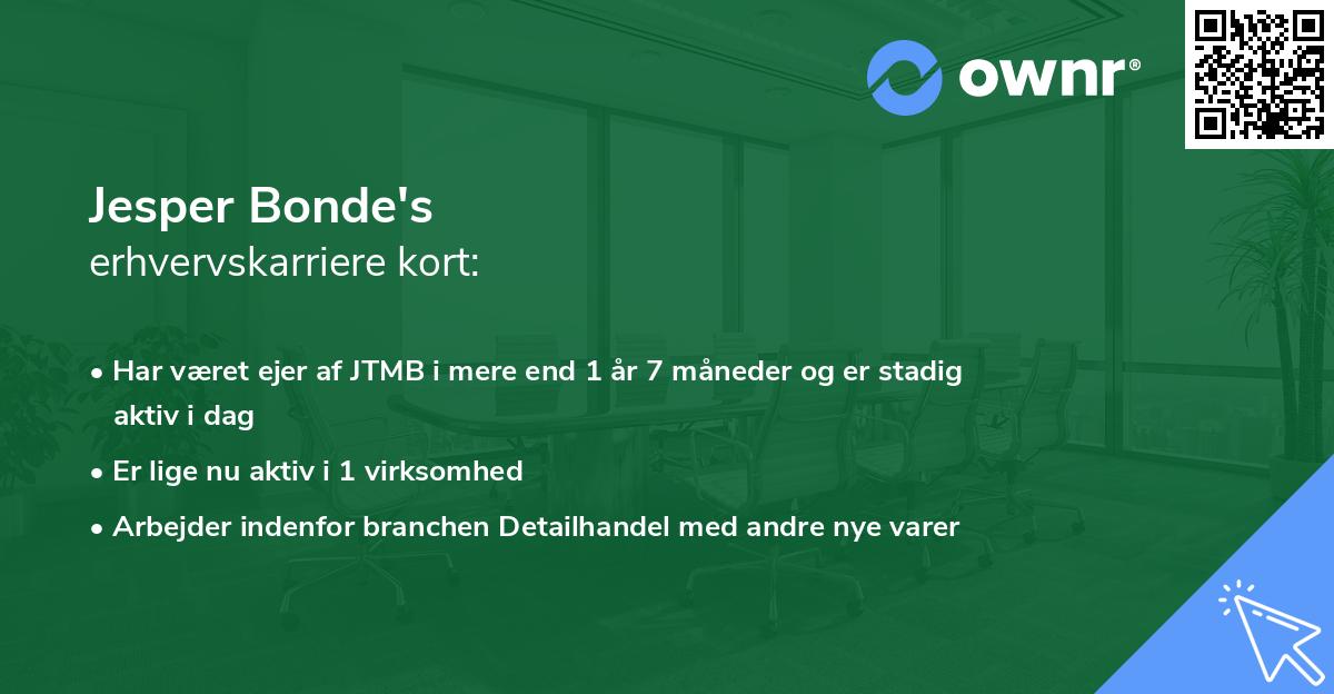 Jesper Bonde's erhvervskarriere kort