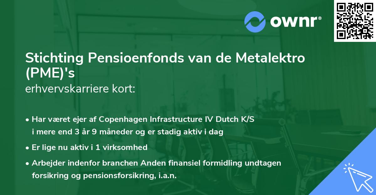 Stichting Pensioenfonds van de Metalektro (PME)'s erhvervskarriere kort