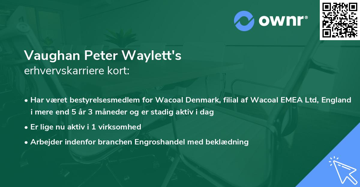 Vaughan Peter Waylett's erhvervskarriere kort