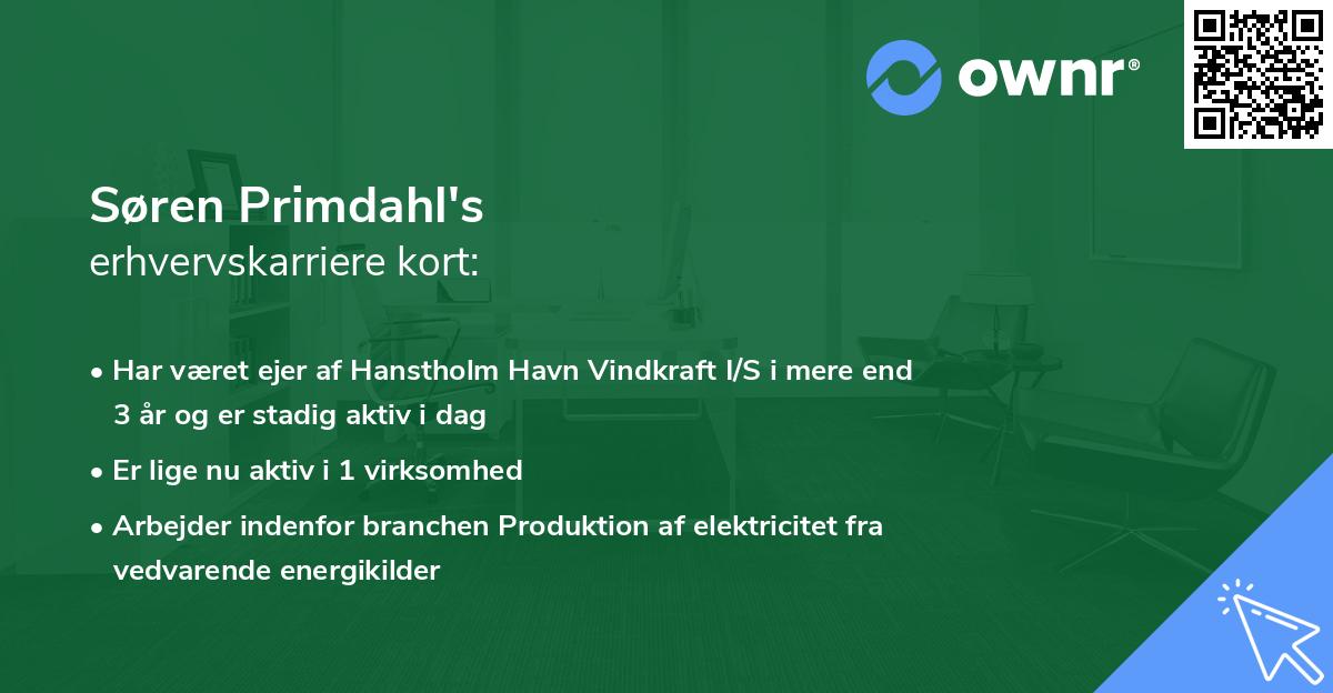 Søren Primdahl's erhvervskarriere kort