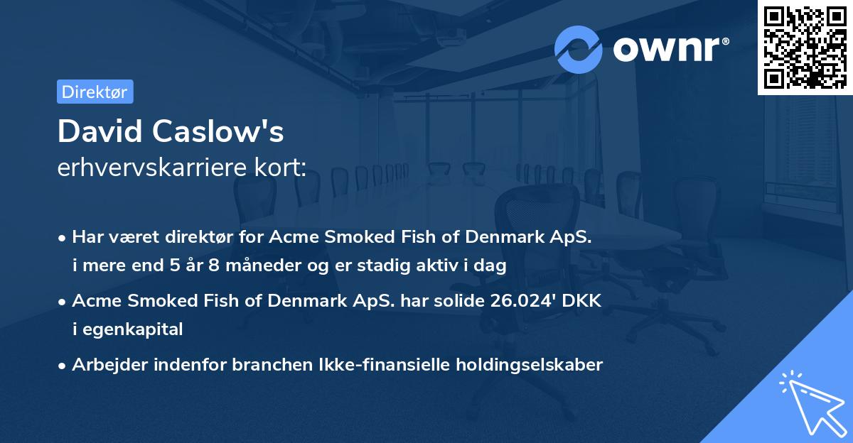 David Caslow's erhvervskarriere kort