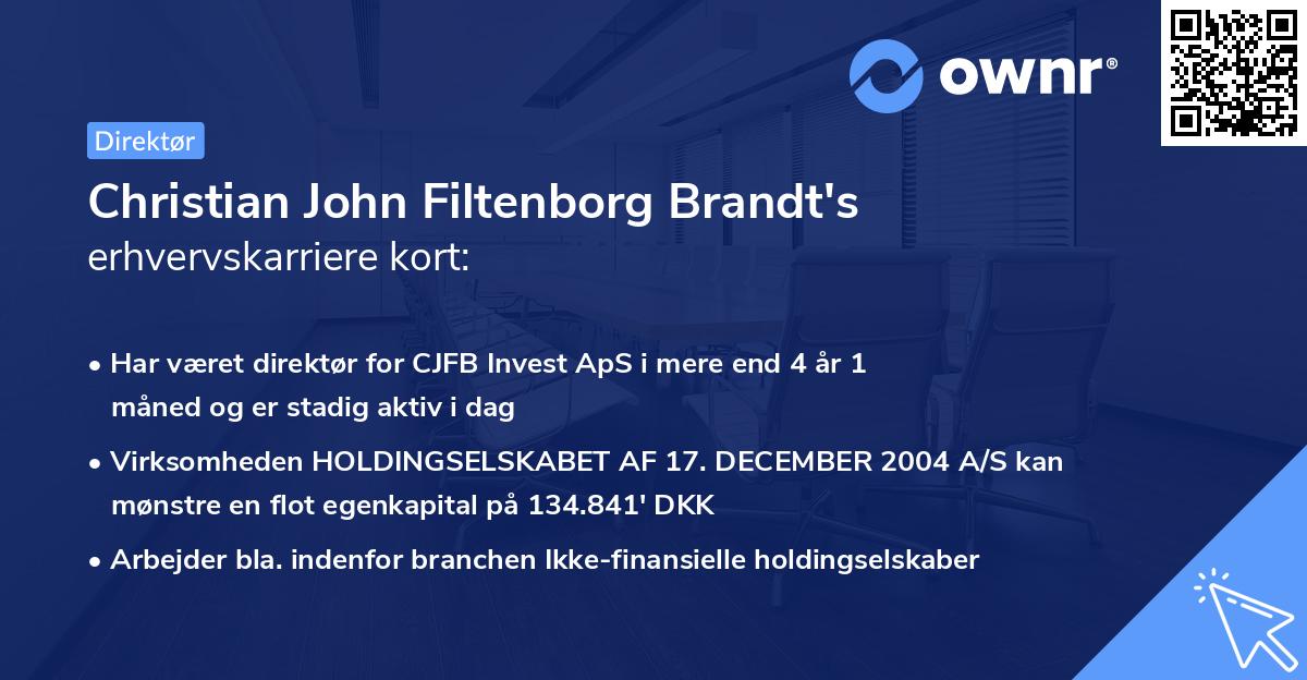 Christian John Filtenborg Brandt's erhvervskarriere kort