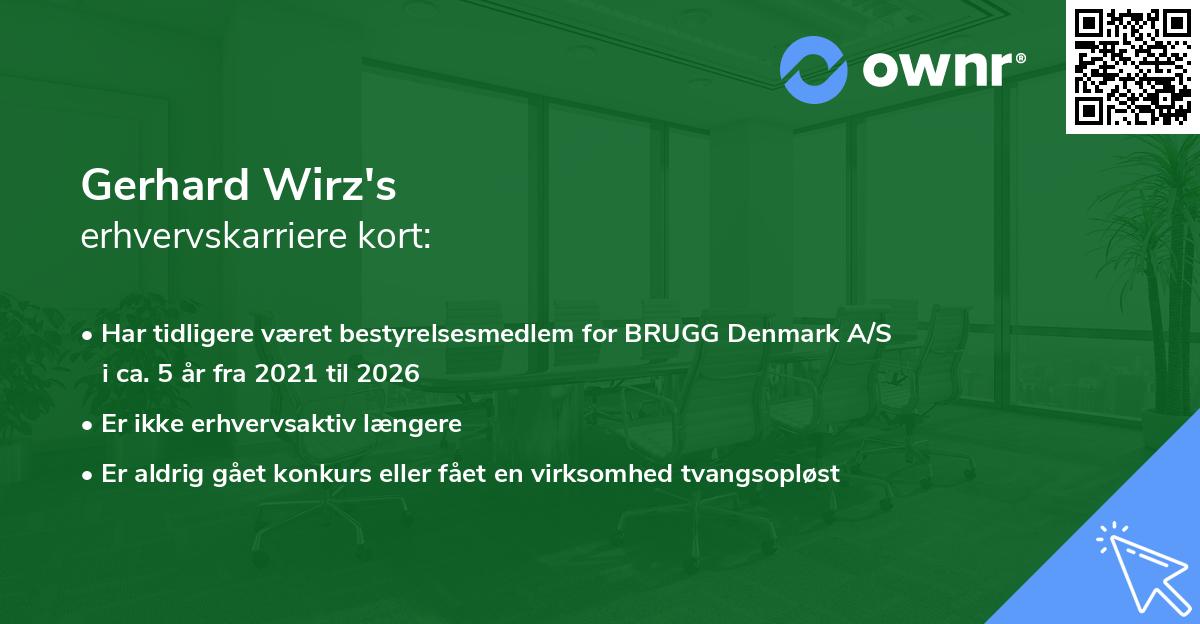 Gerhard Wirz's erhvervskarriere kort