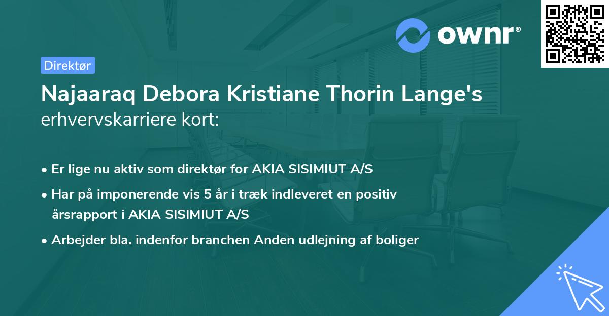 Najaaraq Debora Kristiane Thorin Lange's erhvervskarriere kort