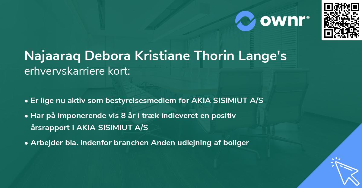 Najaaraq Debora Kristiane Thorin Lange's erhvervskarriere kort