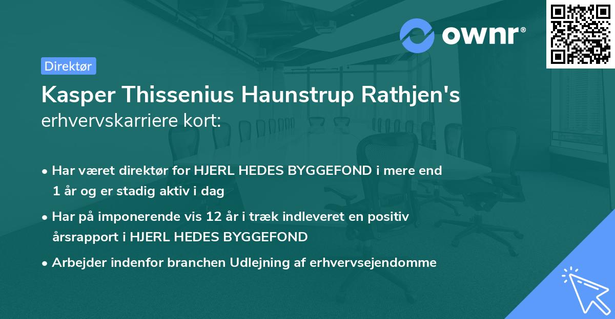 Kasper Thissenius Haunstrup Rathjen's erhvervskarriere kort