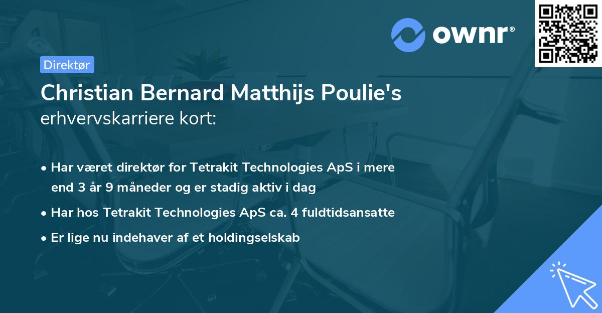 Christian Bernard Matthijs Poulie's erhvervskarriere kort