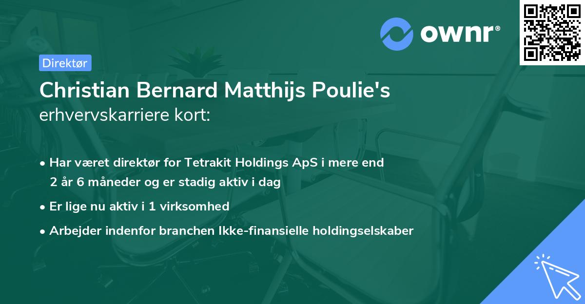 Christian Bernard Matthijs Poulie's erhvervskarriere kort