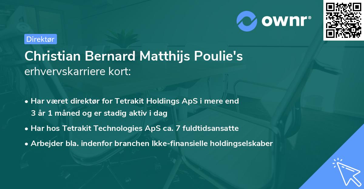 Christian Bernard Matthijs Poulie's erhvervskarriere kort