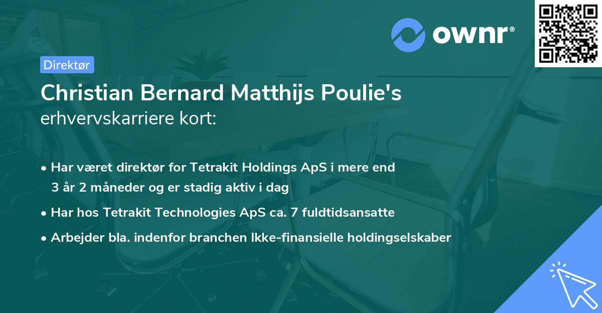 Christian Bernard Matthijs Poulie's erhvervskarriere kort