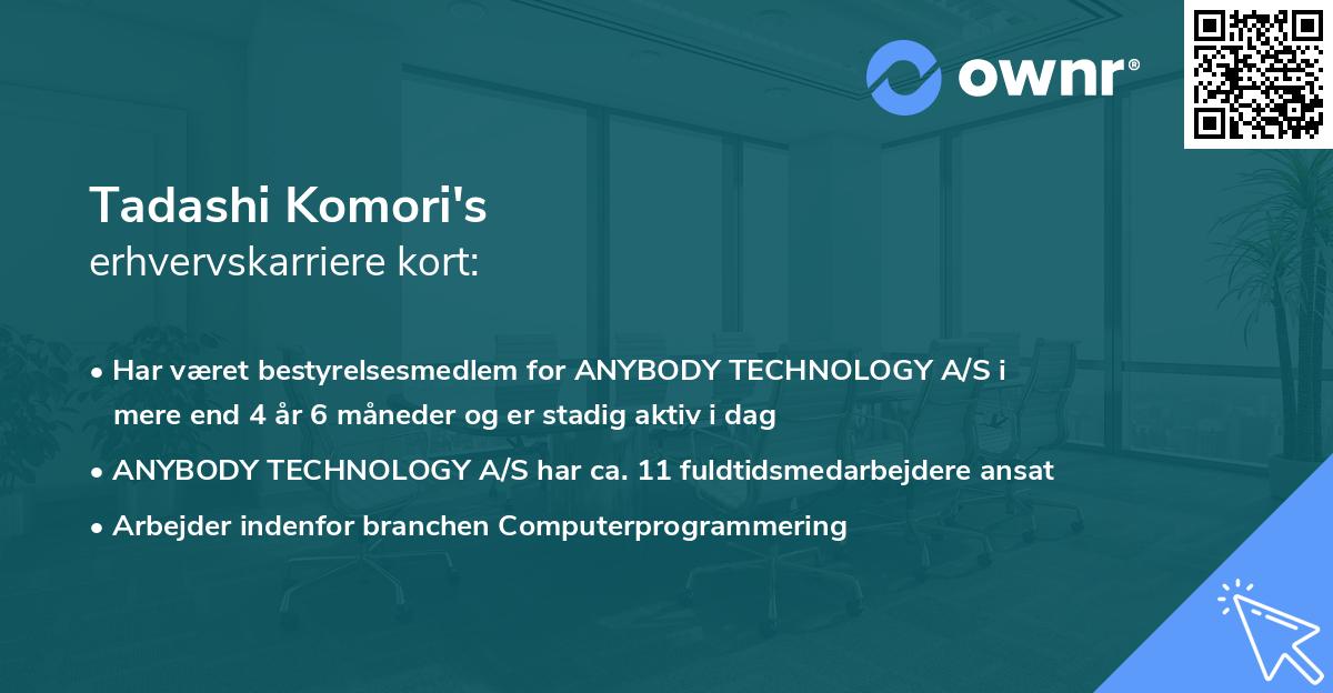 Tadashi Komori's erhvervskarriere kort