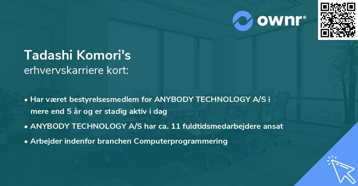 Tadashi Komori's erhvervskarriere kort