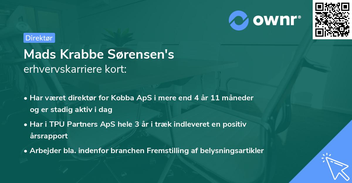 Mads Krabbe Sørensen's erhvervskarriere kort