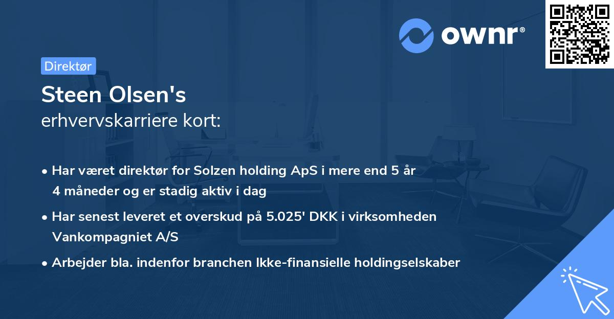 Steen Olsen's erhvervskarriere kort