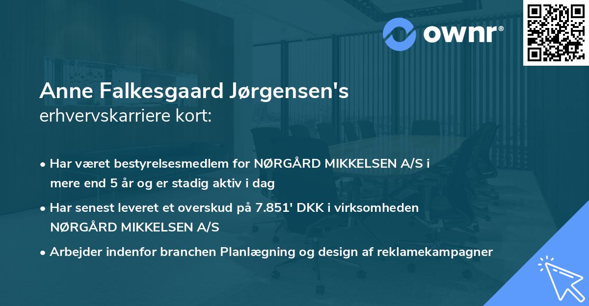 Anne Falkesgaard Jørgensen's erhvervskarriere kort