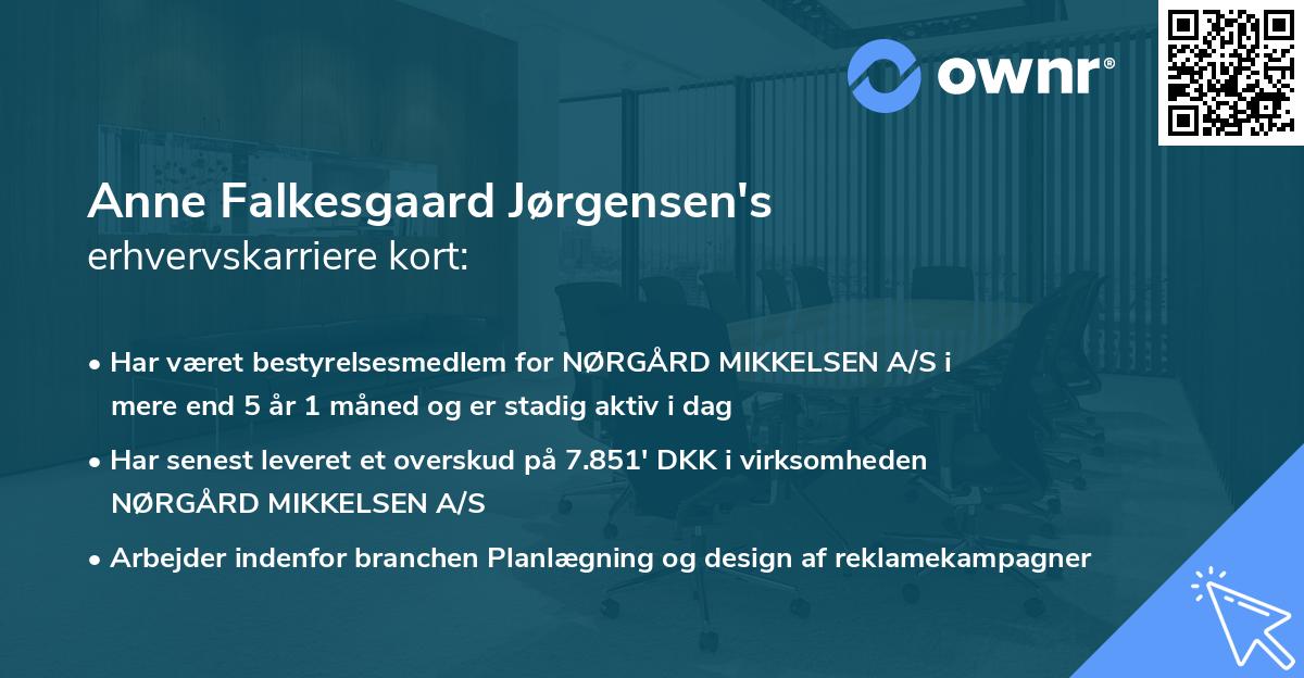 Anne Falkesgaard Jørgensen's erhvervskarriere kort