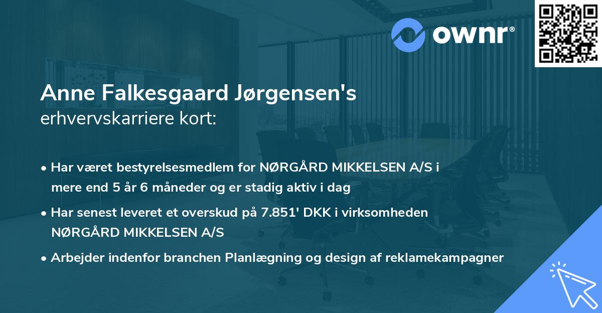 Anne Falkesgaard Jørgensen's erhvervskarriere kort