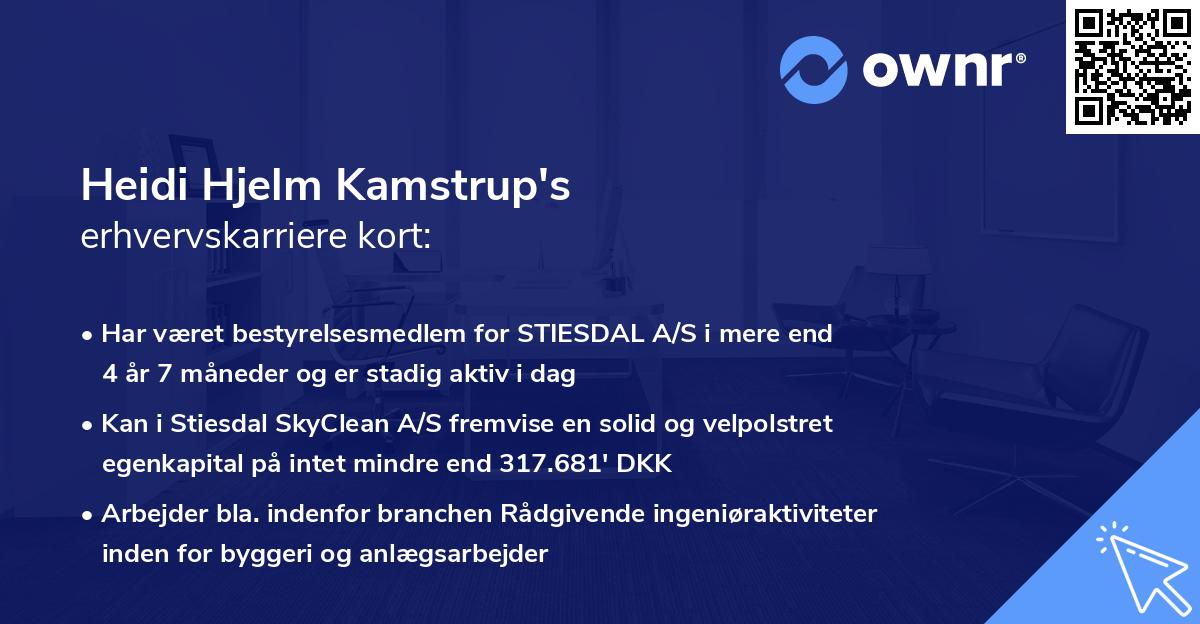 Heidi Hjelm Kamstrup's erhvervskarriere kort