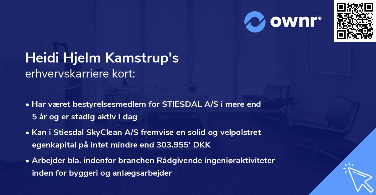 Heidi Hjelm Kamstrup's erhvervskarriere kort