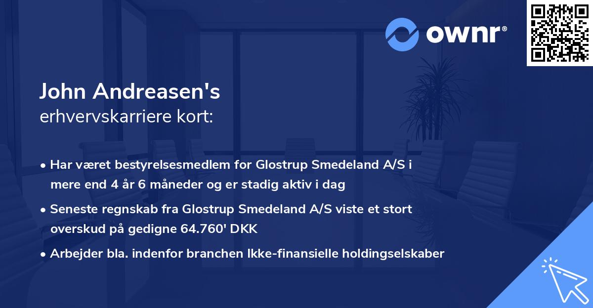 John Andreasen's erhvervskarriere kort