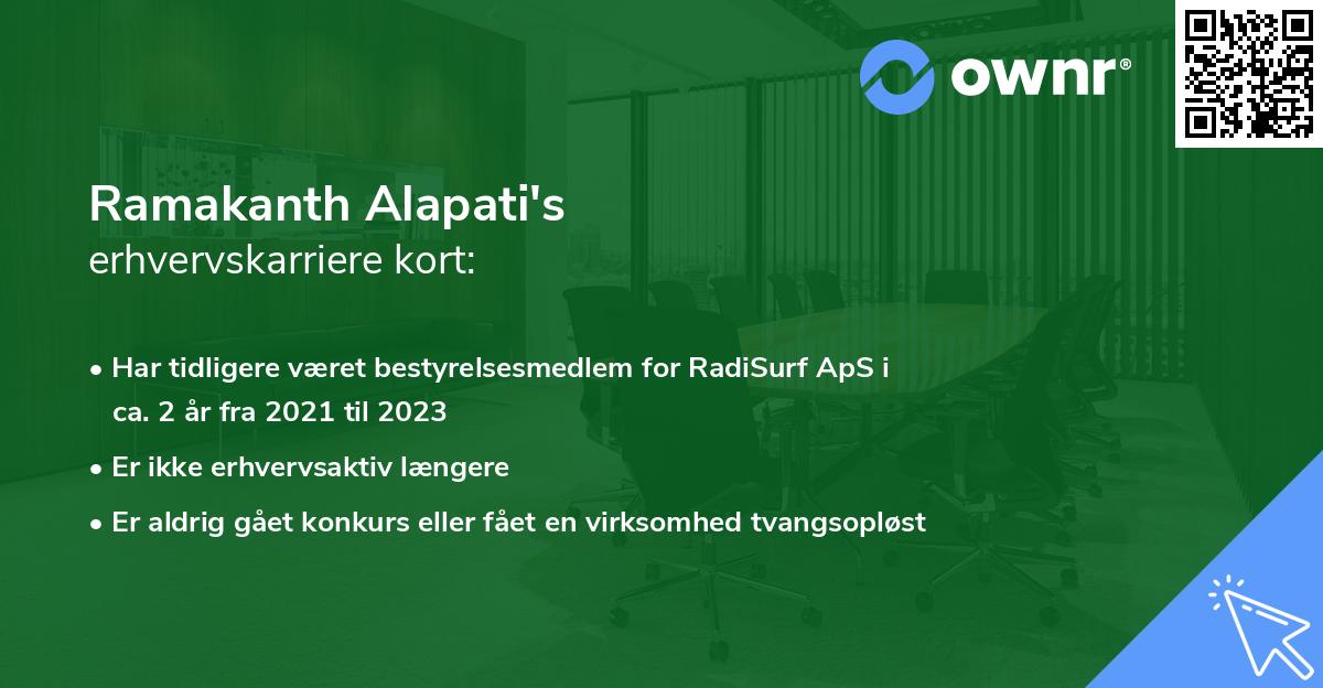 Ramakanth Alapati's erhvervskarriere kort