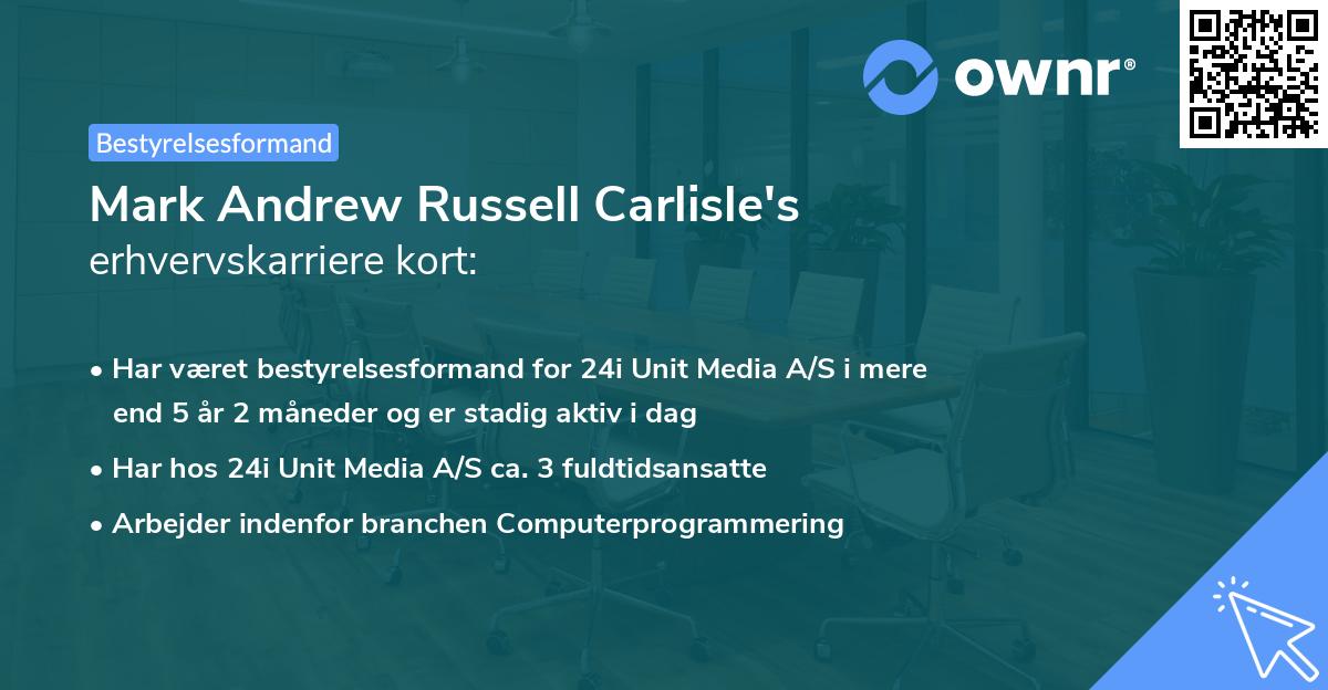 Mark Andrew Russell Carlisle's erhvervskarriere kort