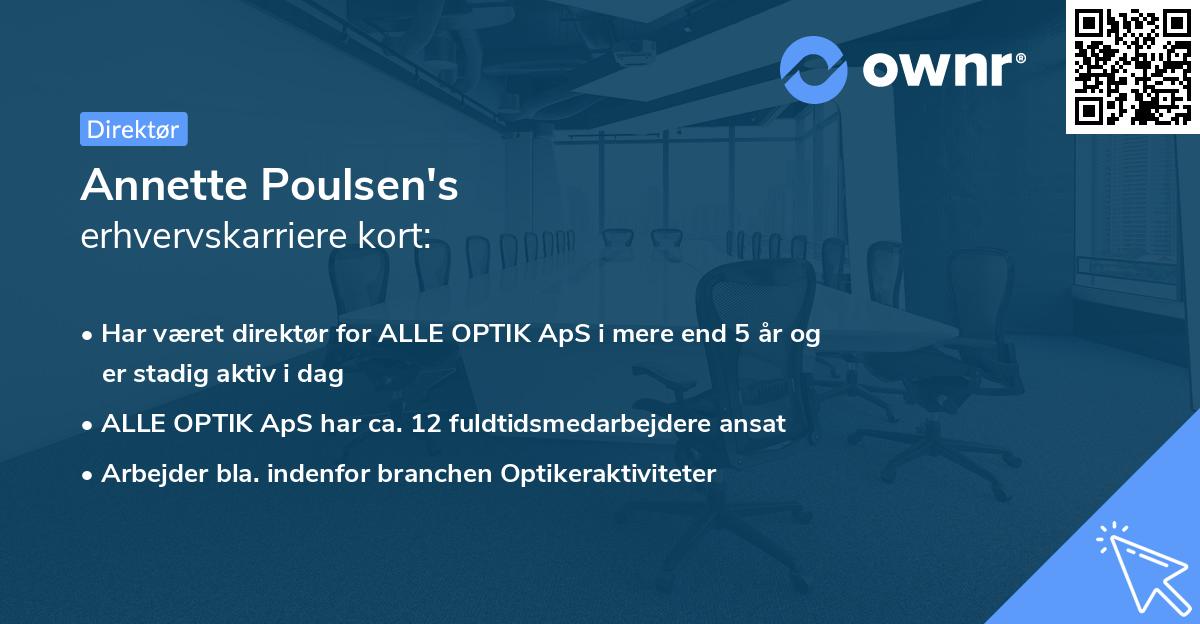 Annette Poulsen's erhvervskarriere kort