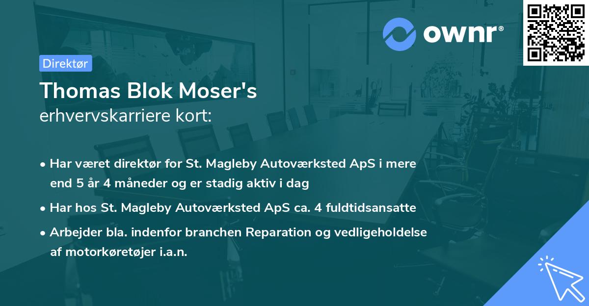 Thomas Blok Moser's erhvervskarriere kort