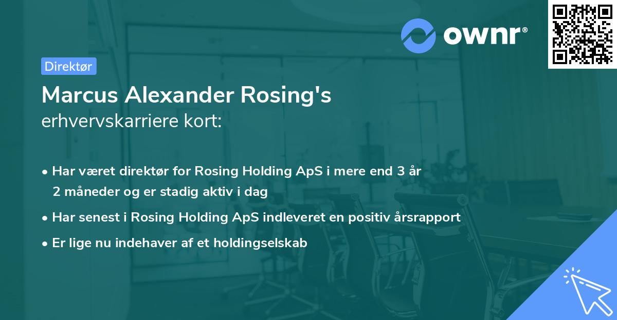 Marcus Alexander Rosing's erhvervskarriere kort