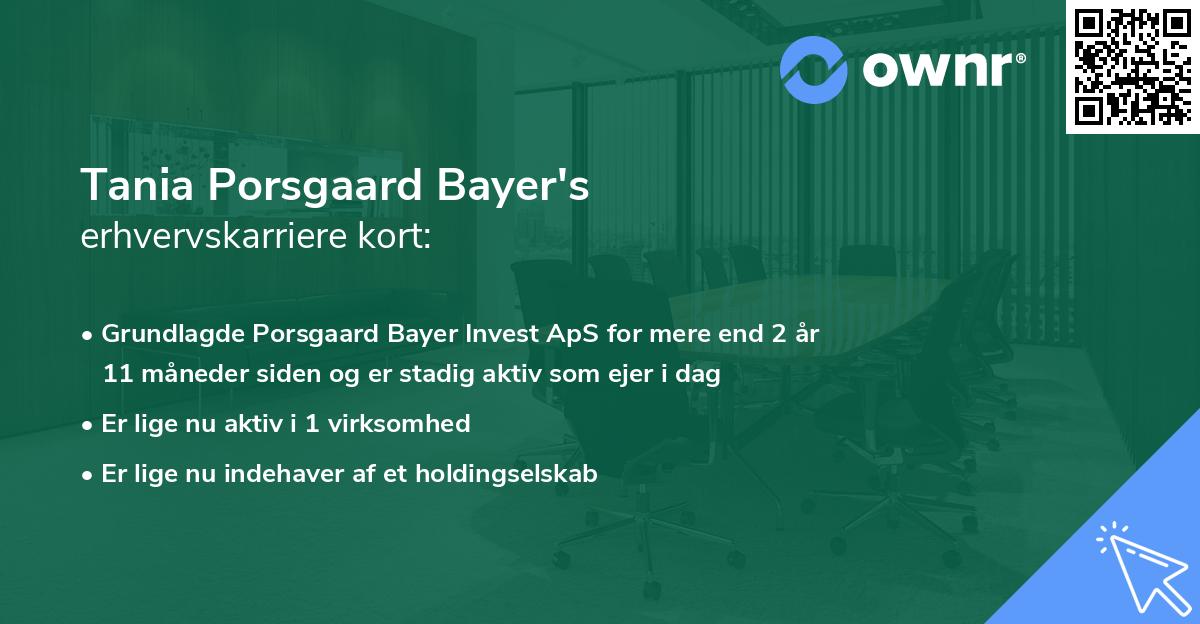 Tania Porsgaard Bayer's erhvervskarriere kort