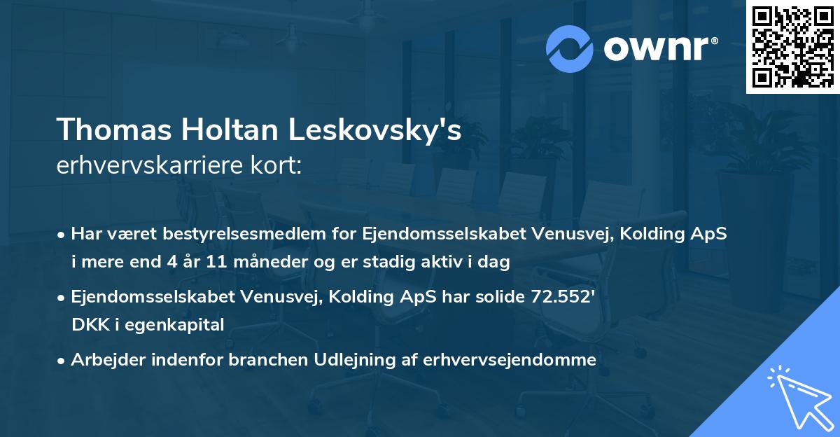 Thomas Holtan Leskovsky's erhvervskarriere kort