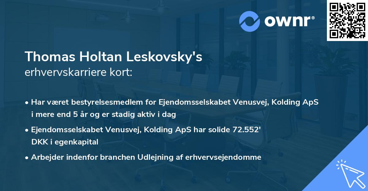 Thomas Holtan Leskovsky's erhvervskarriere kort