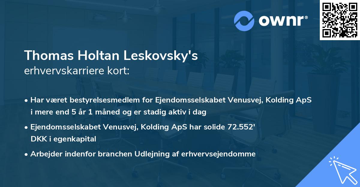 Thomas Holtan Leskovsky's erhvervskarriere kort