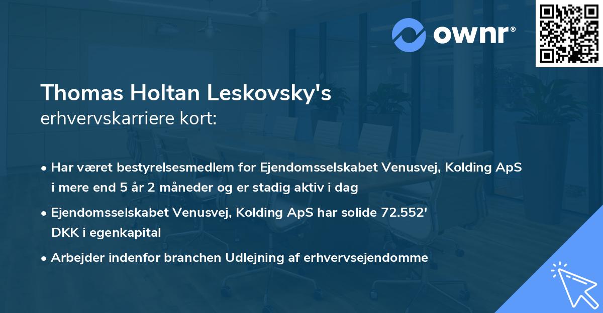 Thomas Holtan Leskovsky's erhvervskarriere kort