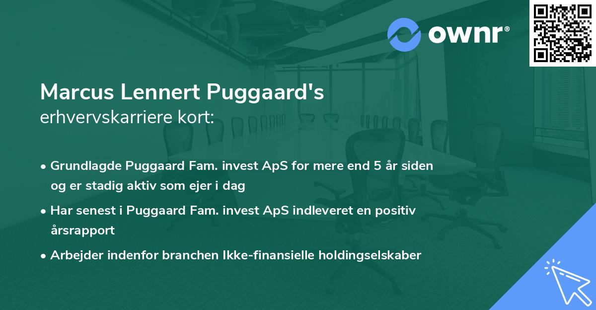 Marcus Lennert Puggaard's erhvervskarriere kort