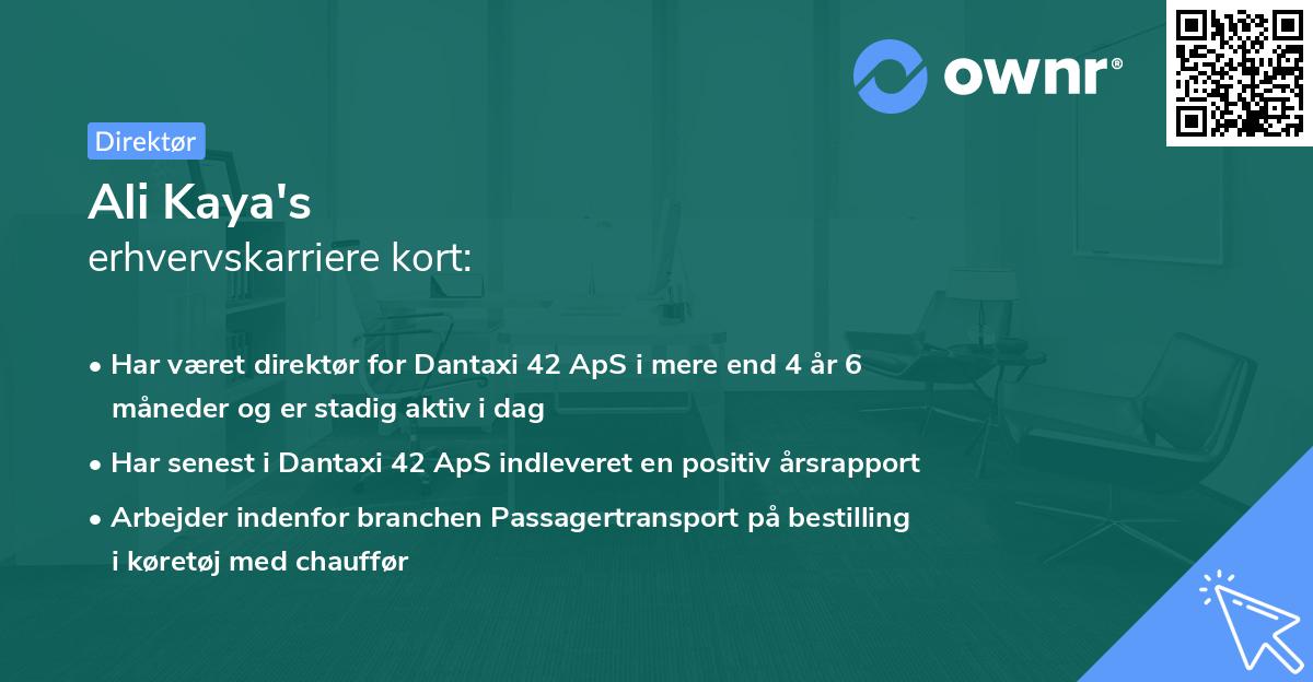 Ali Kaya's erhvervskarriere kort