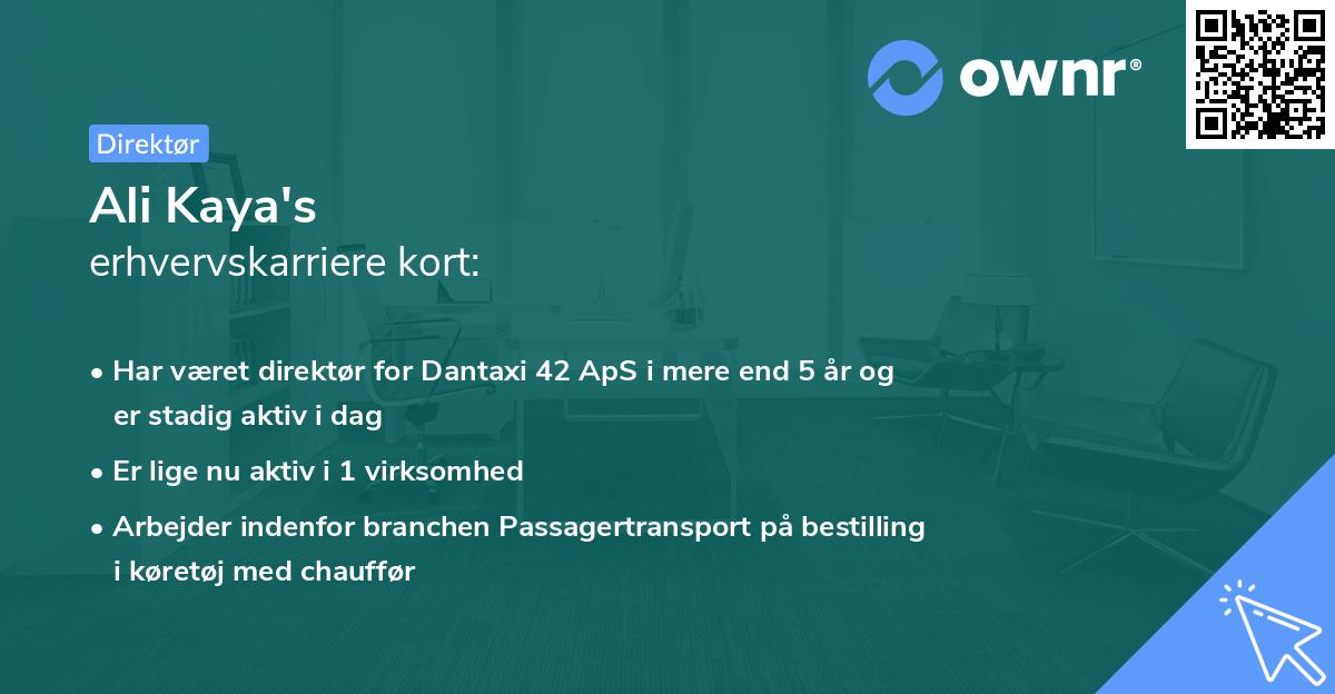 Ali Kaya's erhvervskarriere kort
