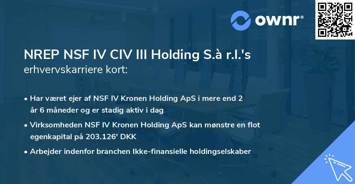 NREP NSF IV CIV III Holding S.à r.l.'s erhvervskarriere kort