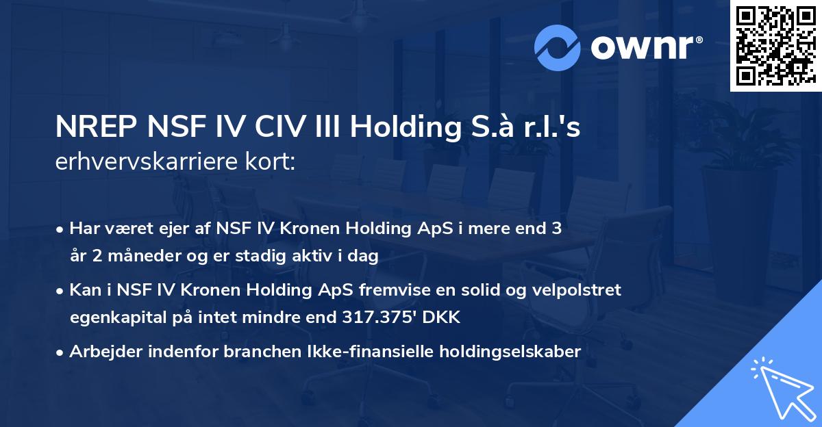 NREP NSF IV CIV III Holding S.à r.l.'s erhvervskarriere kort