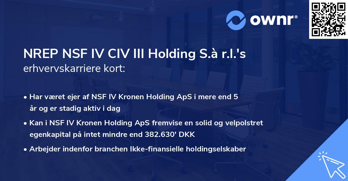 NREP NSF IV CIV III Holding S.à r.l.'s erhvervskarriere kort