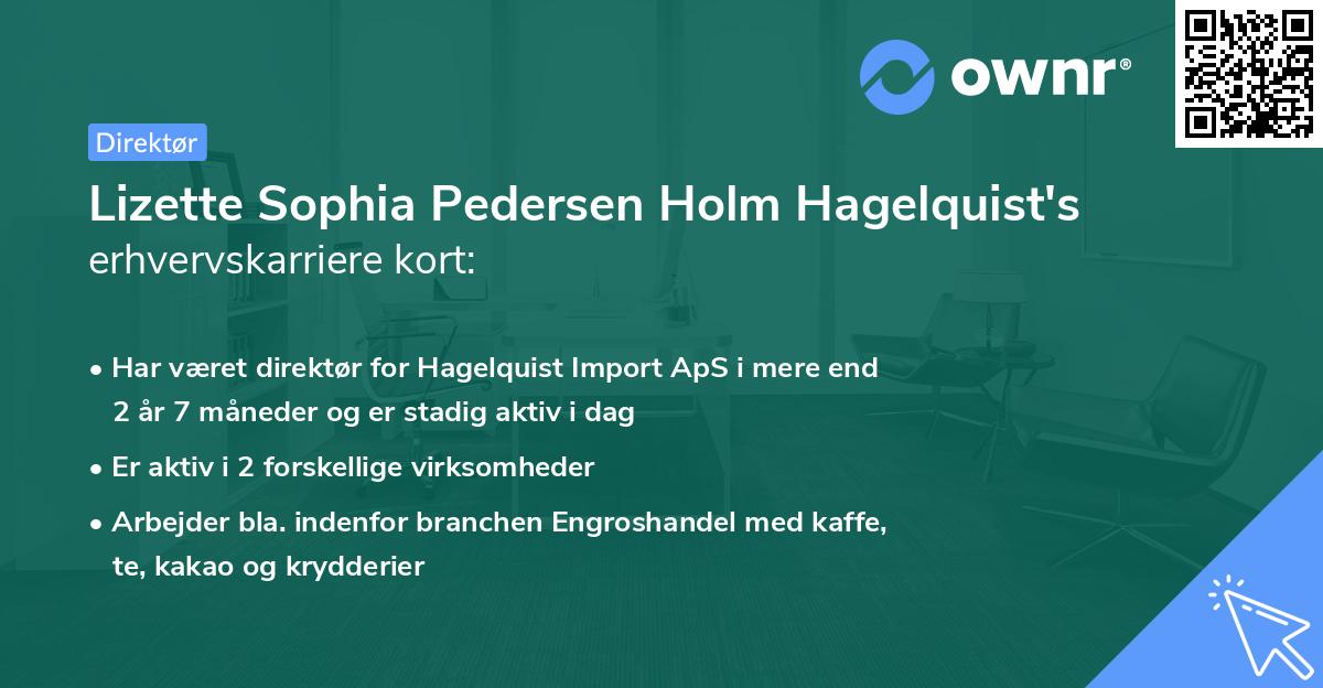 Lizette Sophia Pedersen Holm Hagelquist's erhvervskarriere kort
