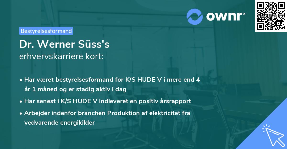 Dr. Werner Süss's erhvervskarriere kort