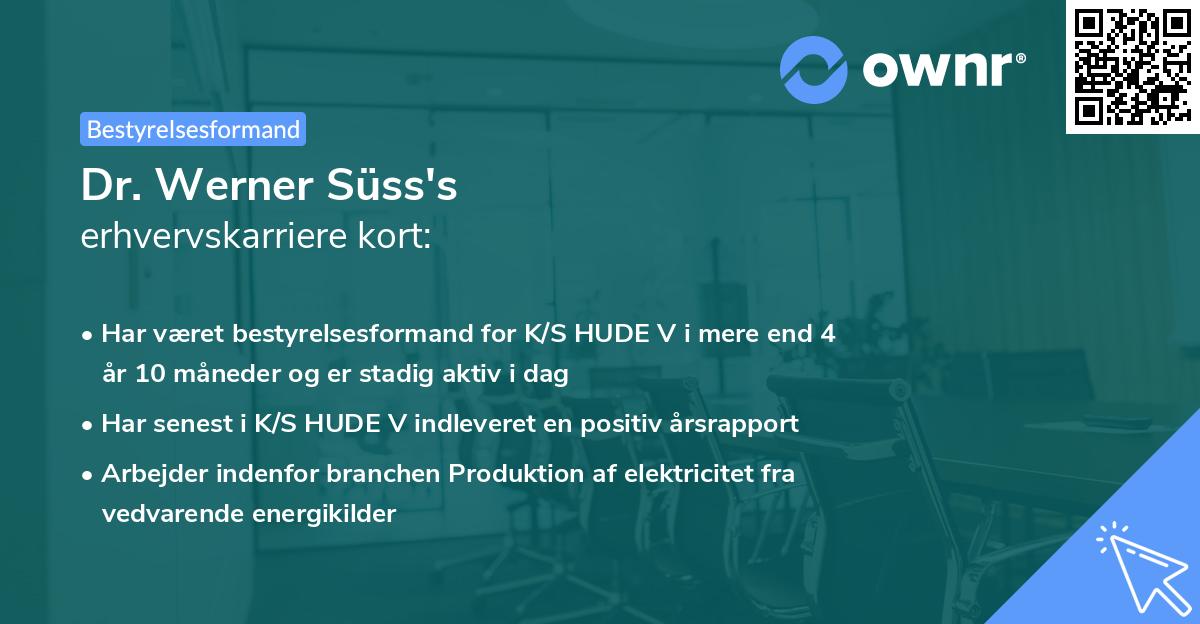 Dr. Werner Süss's erhvervskarriere kort